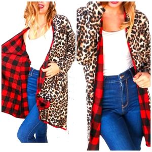 Leopard Buffalo plaid carigan